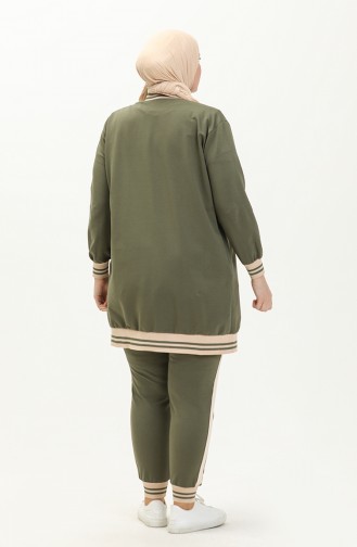 Plus Size Three Piece Tracksuit 6000-08 Khaki 6000-10