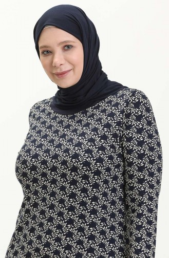 Navy Blue İslamitische Jurk 4552AA-02