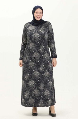 Große Größe Viskose Kleid 4552AC-02 Dunkelblau 4552AC-02