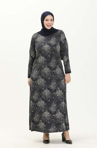 Große Größe Viskose Kleid 4552AC-02 Dunkelblau 4552AC-02