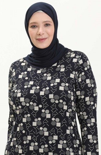 Navy Blue İslamitische Jurk 4552AD-02