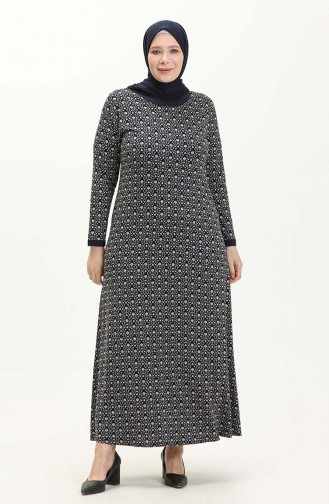 Große Größe Viskose Kleid 4552AF-02 Dunkelblau 4552AF-02