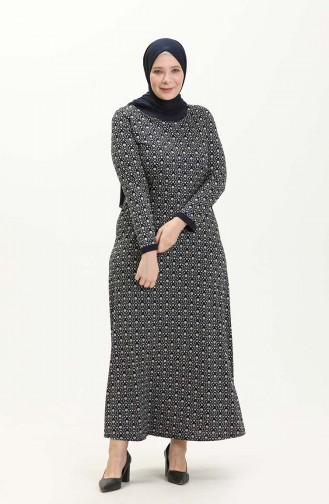 Große Größe Viskose Kleid 4552AF-02 Dunkelblau 4552AF-02