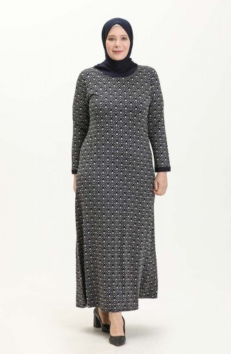 Große Größe Viskose Kleid 4552AF-02 Dunkelblau 4552AF-02
