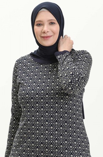 Große Größe Viskose Kleid 4552AF-02 Dunkelblau 4552AF-02