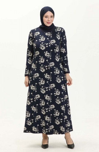 Große Größe Viskose Kleid 4552AI-01 Dunkelblau 4552AI-01