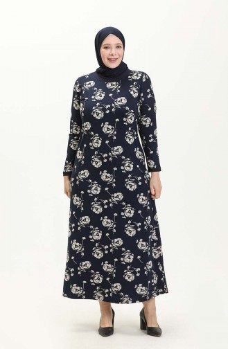 Große Größe Viskose Kleid 4552AI-01 Dunkelblau 4552AI-01