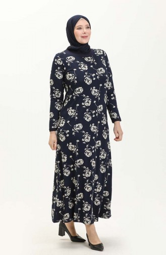 Große Größe Viskose Kleid 4552AI-01 Dunkelblau 4552AI-01