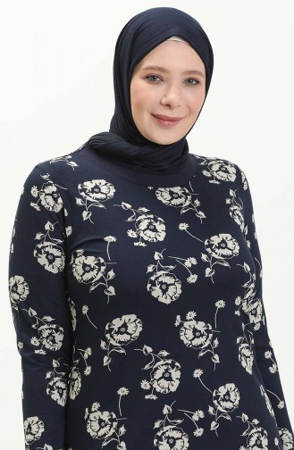 Große Größe Viskose Kleid 4552AI-01 Dunkelblau 4552AI-01