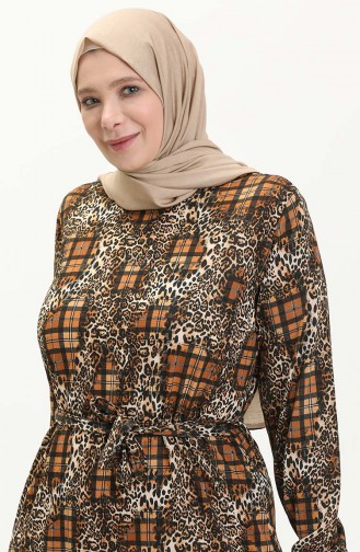 Robe Grande Taille Farbalı 4574A-03 Tabac 4574A-03