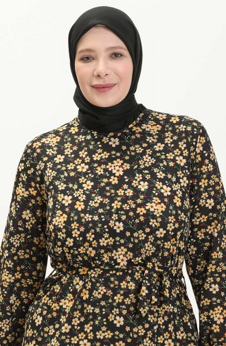 Große Größe Kleid mit Volant 4574B-01 Schwarz 4574B-01