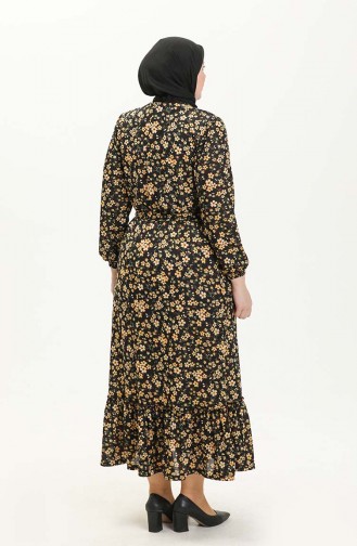 Große Größe Kleid mit Volant 4574B-01 Schwarz 4574B-01