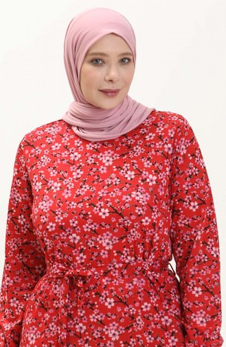 Robe Grande Taille Farbalı 4574B-03 Rouge 4574B-03