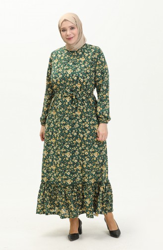 Robe Grande Taille Farbalı 4574B-04 Vert 4574B-04