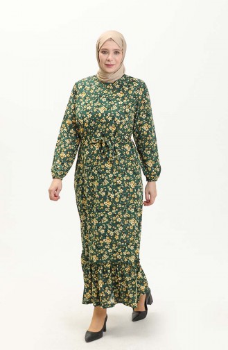 Große Größe Kleid mit Volant 4574B-04 Grün 4574B-04
