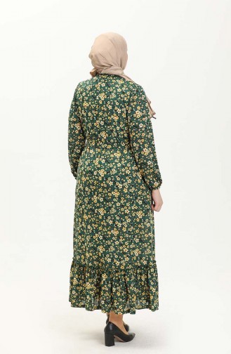 Große Größe Kleid mit Volant 4574B-04 Grün 4574B-04