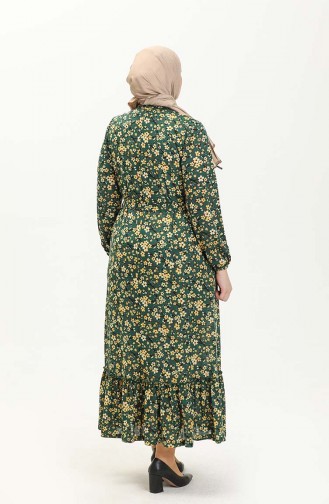 Robe Grande Taille Farbalı 4574B-04 Vert 4574B-04