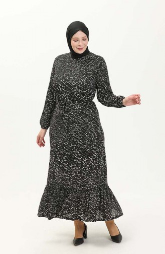 Robe Grande Taille Farbalı 4574C-01 Noir 4574C-01