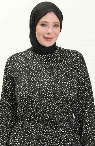 Robe Grande Taille Farbalı 4574C-01 Noir 4574C-01