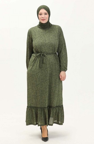 فستان منقوش مقاس كبير 4574C02- أخضر 4574C-02