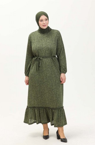 Robe Grande Taille Farbalı 4574C-02 Vert 4574C-02