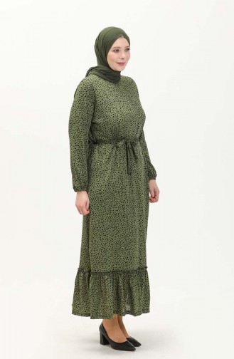 Robe Grande Taille Farbalı 4574C-02 Vert 4574C-02