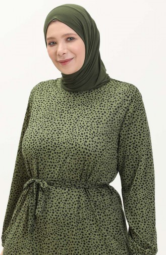 Robe Grande Taille Farbalı 4574C-02 Vert 4574C-02