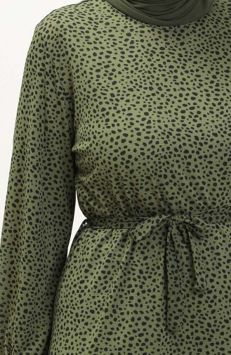 Farbalı Büyük Beden Elbise 4574C-02 Yeşil