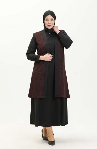 Plus Size Vest Dress Suit 7001-01 Black 7001-01