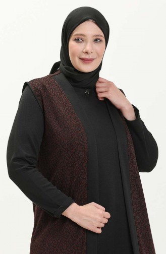 Campagne de Solidarité Tremblement de Terre - Ensemble Robe Gilet Grande Taille AFAD7001-01 Noir 7001-01