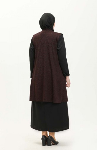 بدلة فستان سترة بدون أكمام مقاس كبير 7001-01 أسود 7001-01