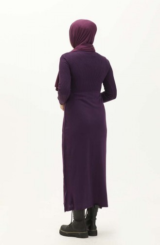 Knitwear Patterned Dress 0522-11 Purple 0522-11