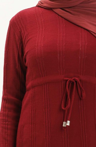 Knitwear Shirred Dress 3030-05 Claret Red 3030-05