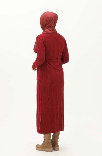 Knitwear Shirred Dress 3030-05 Claret Red 3030-05