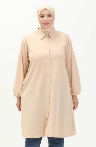 Große Größe Tunika mit Hemdkragen 2230-02 Beige 2230-02