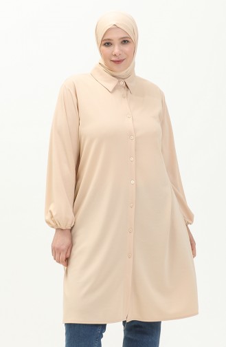 Große Größe Tunika mit Hemdkragen 2230-02 Beige 2230-02