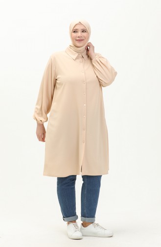 Große Größe Tunika mit Hemdkragen 2230-02 Beige 2230-02