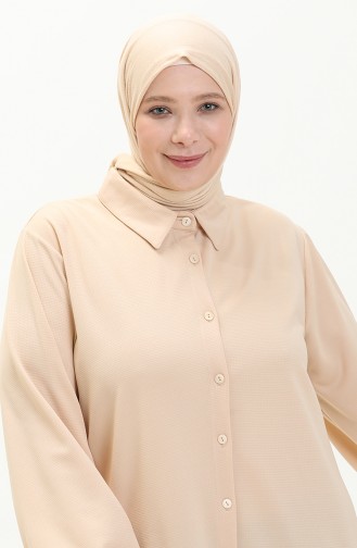 Große Größe Tunika mit Hemdkragen 2230-02 Beige 2230-02