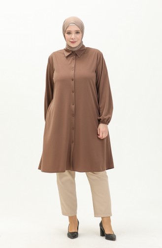 Tunique Col Chemise Grande Taille 2230-03 Brun 2230-03