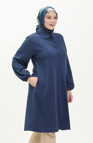 Tunique Col Chemise Grande Taille 2230-04 İndigo 2230-04