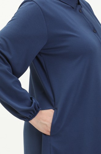 Tunique Col Chemise Grande Taille 2230-04 İndigo 2230-04