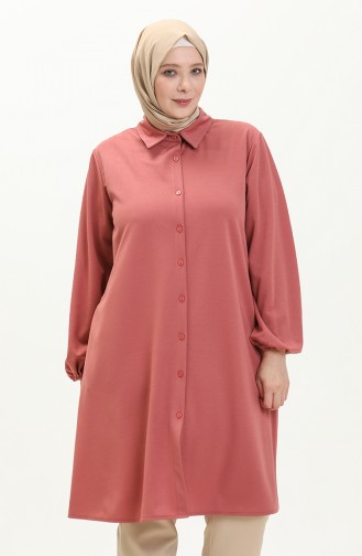 Tunique Col Chemise Grande Taille 2230-05 Rose Pâle 2230-05