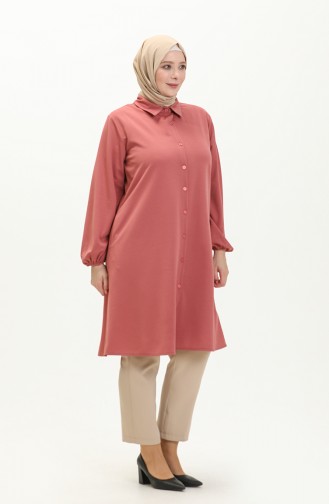 Tunique Col Chemise Grande Taille 2230-05 Rose Pâle 2230-05