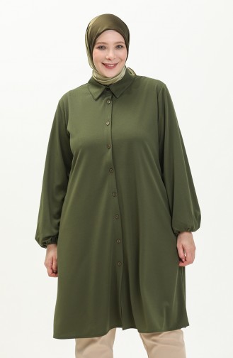 Große Größe Tunika mit Hemdkragen 2230-06 Khaki 2230-06