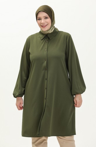 Große Größe Tunika mit Hemdkragen 2230-06 Khaki 2230-06