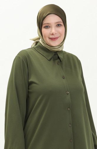 Große Größe Tunika mit Hemdkragen 2230-06 Khaki 2230-06