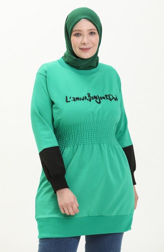 Plus Size Elastic Waist Tunic 6020-01 Green 6020-01