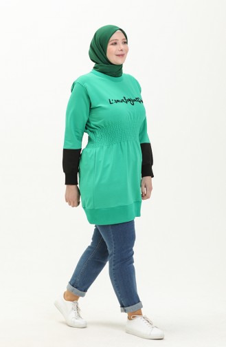 Plus Size Elastic Waist Tunic 6020-01 Green 6020-01