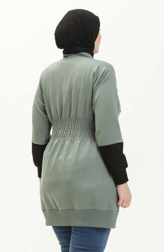 Große Größe Tunika mit elastischer Taille 6020-03 Grünfarben 6020-03