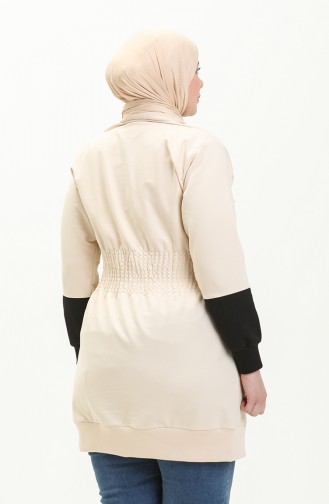 Große Größe Tunika mit elastischer Taille 6020-05 Creme 6020-05